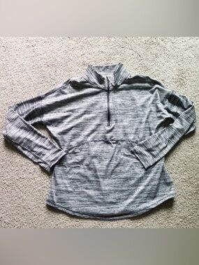 dip Gray Striped Quarter-Zip Mock Neck workout jacket